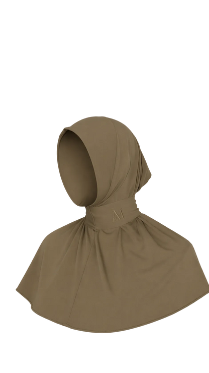 Sofort-Hijab mit 6 Knöpfen – zeitloses Taupe