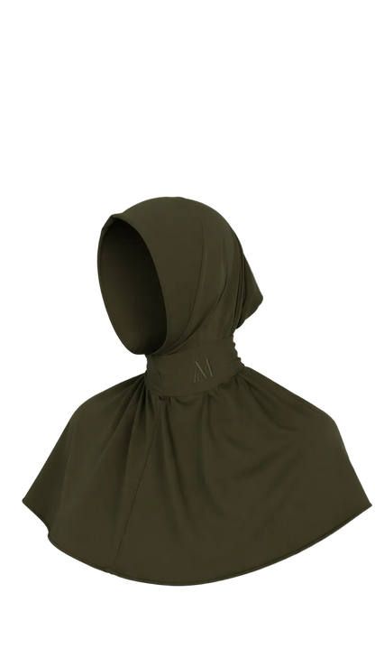 Sofort-Hijab mit 6 Knöpfen – Olivgrün