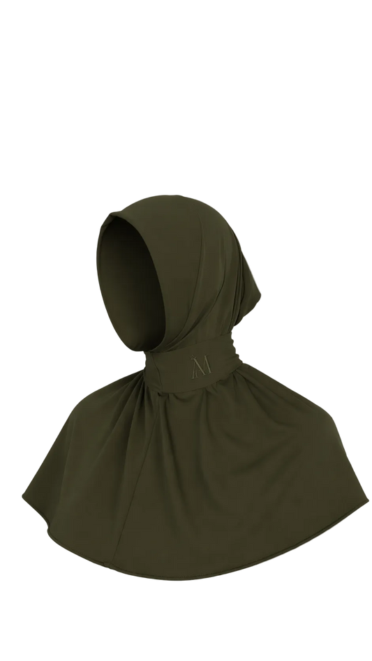 INSTANT HIJAB 6 BUTTONS - OLIVE GREEN