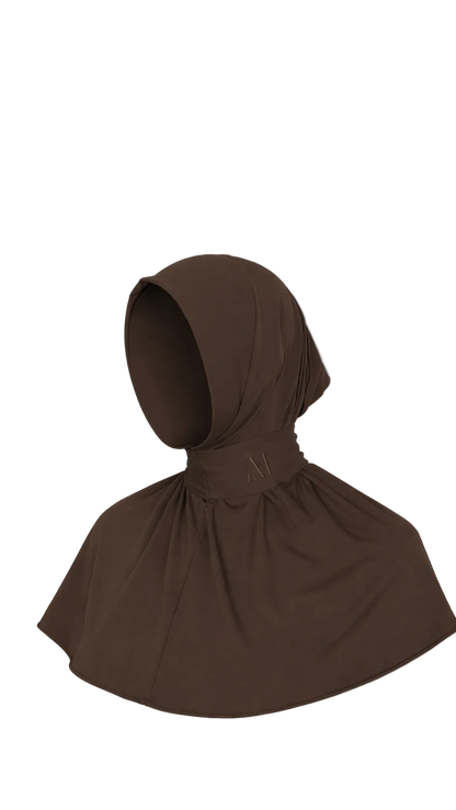 Sofort-Hijab mit 6 Knöpfen – Mokka